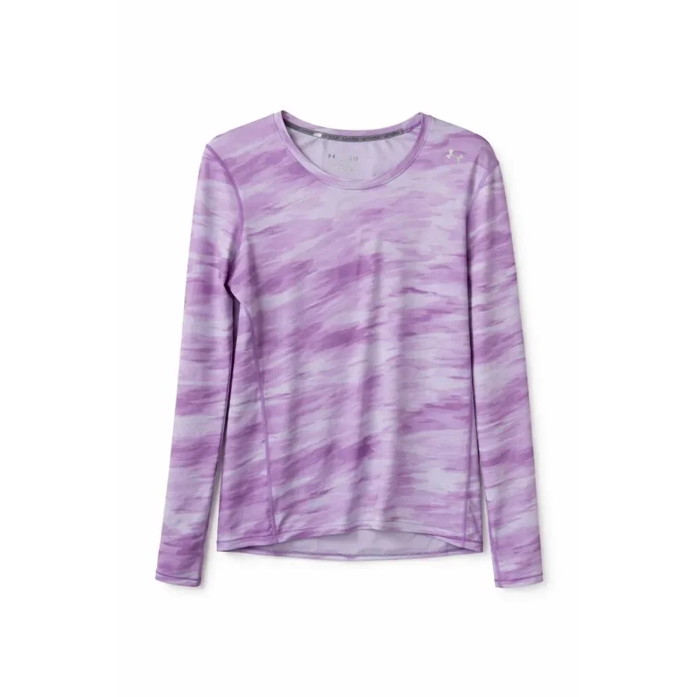 Under Armour HeatGear Purple Camo Long Sleeve Fitted Top Large Athleisure Sporty